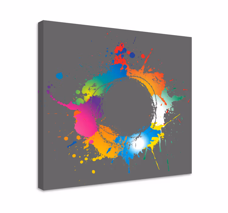 Värikäs roiskeympyrä abstrakti canvas taulu - Tenstickers