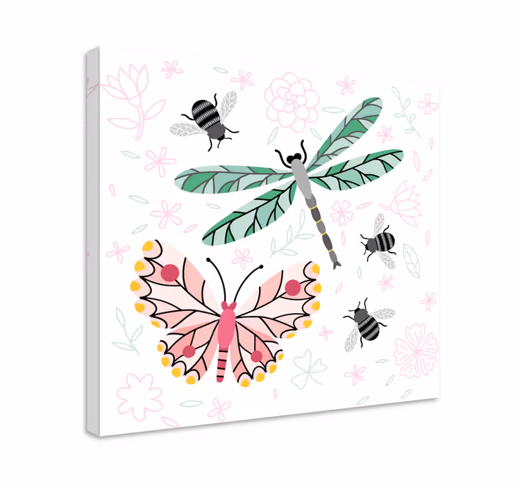 Kehtolaulu, perhonen ja kärpäset sudenkorento canvas - Tenstickers