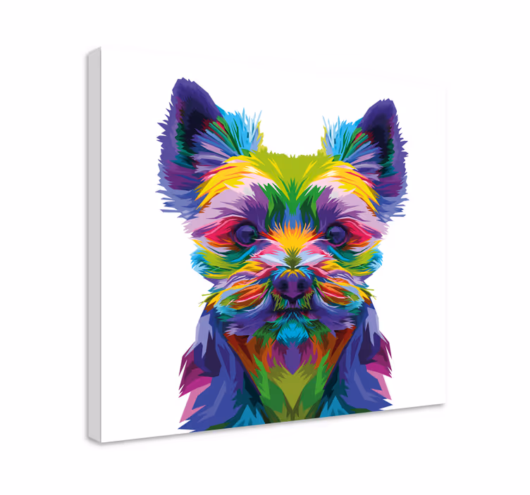 Yorkshiren värikäs kuvio koira canvas - Tenstickers