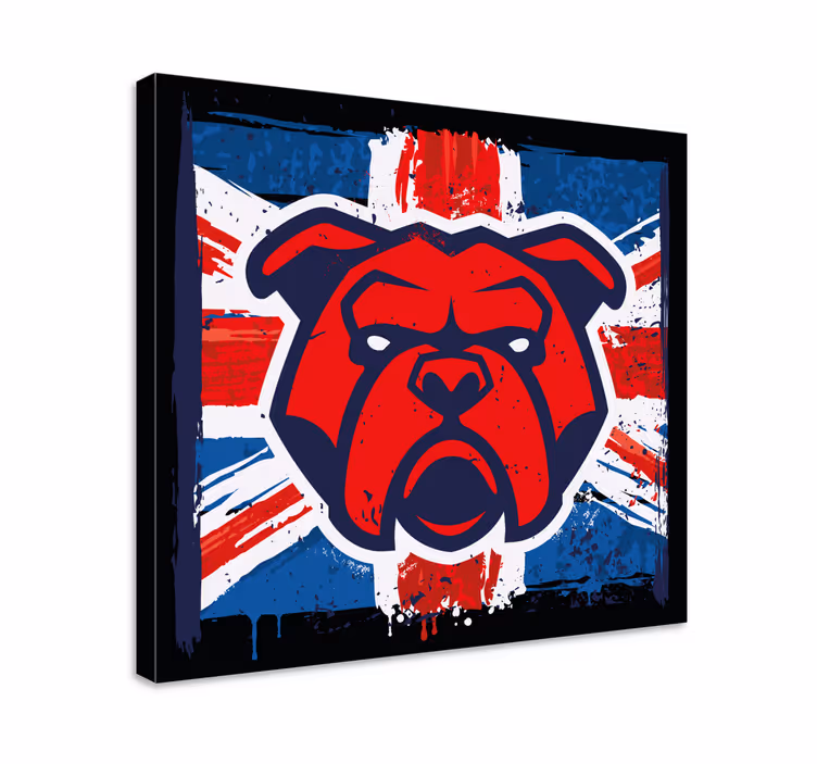 Bulldog britannian lippu koira canvas taulu - Tenstickers