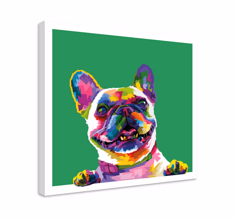 Ranskalainen bulldog sateenkaari koira canvas - Tenstickers