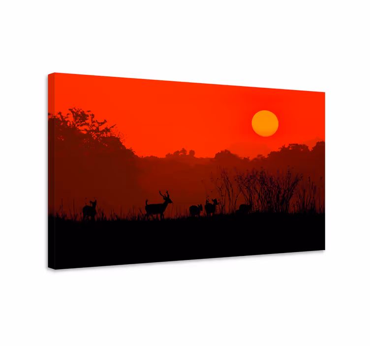 Hirvi aamumetsässä canvas taulu maisema - Tenstickers