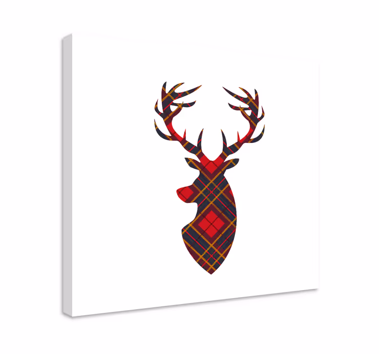 Ruudullinen peuranpää canvas taulu - Tenstickers