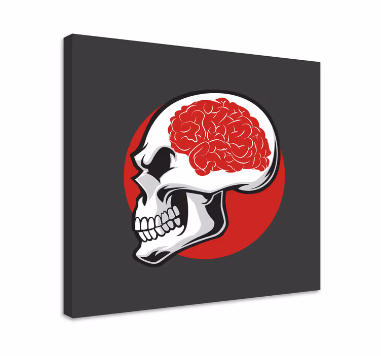 Punainen kallo aivoilla moderni canvas - Tenstickers