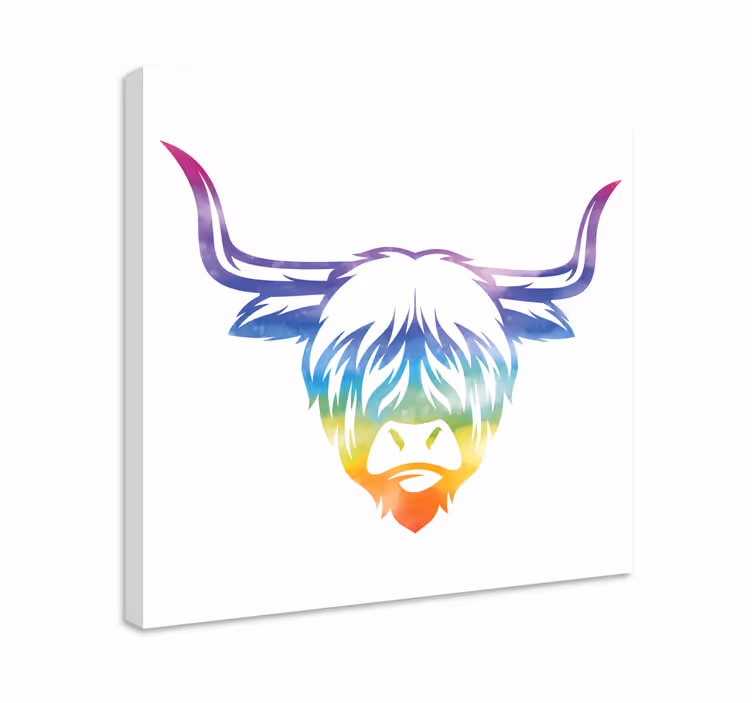 Värikäs ylängön lehmä eläin canvas taulu - Tenstickers