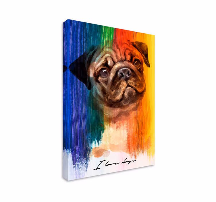 Sateenkaaren mopsi koira canvas - Tenstickers