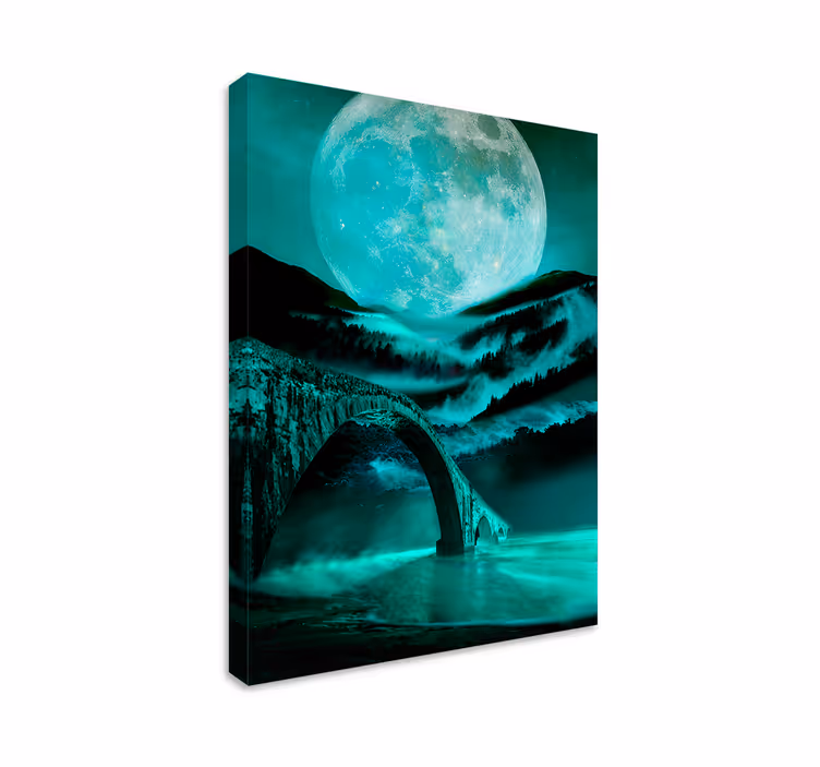Kuutamo joki canvas taulu maisema - Tenstickers