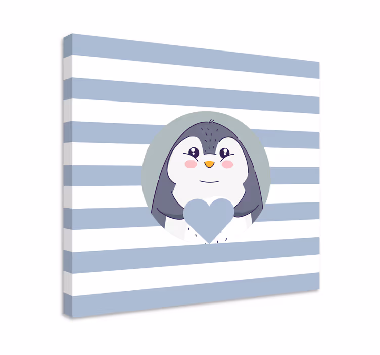 Vauva sarjakuva pingviini sydän lasten canvas - Tenstickers