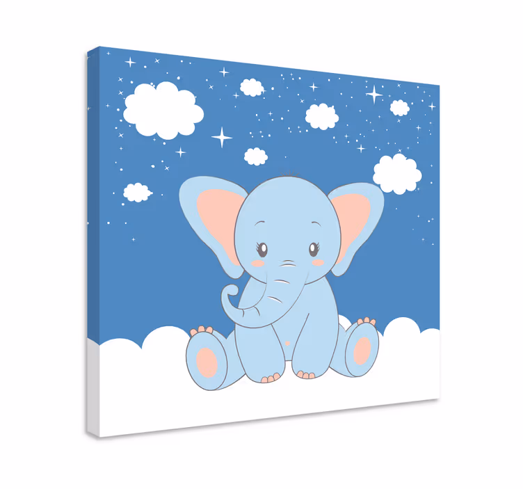 Söpö vauva sarjakuva norsu sininen lasten canvas - Tenstickers