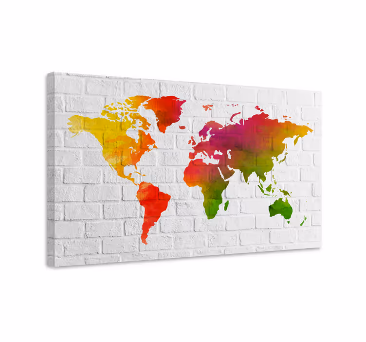 Värikäs maailmankartta canvas-taulu - Tenstickers