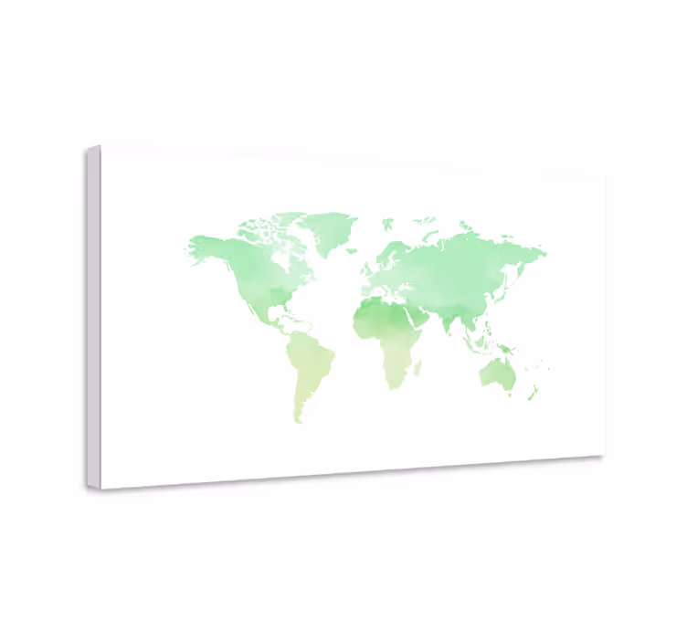 Vesiväri maailmankartta canvas taulu - Tenstickers