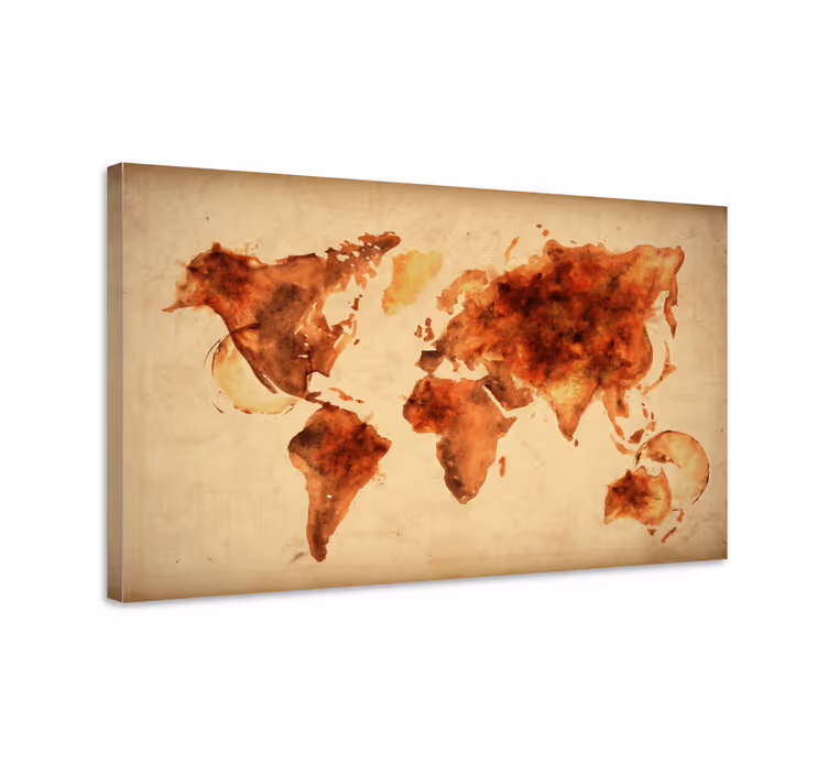 Vesiväri maailmankartta canvas - Tenstickers
