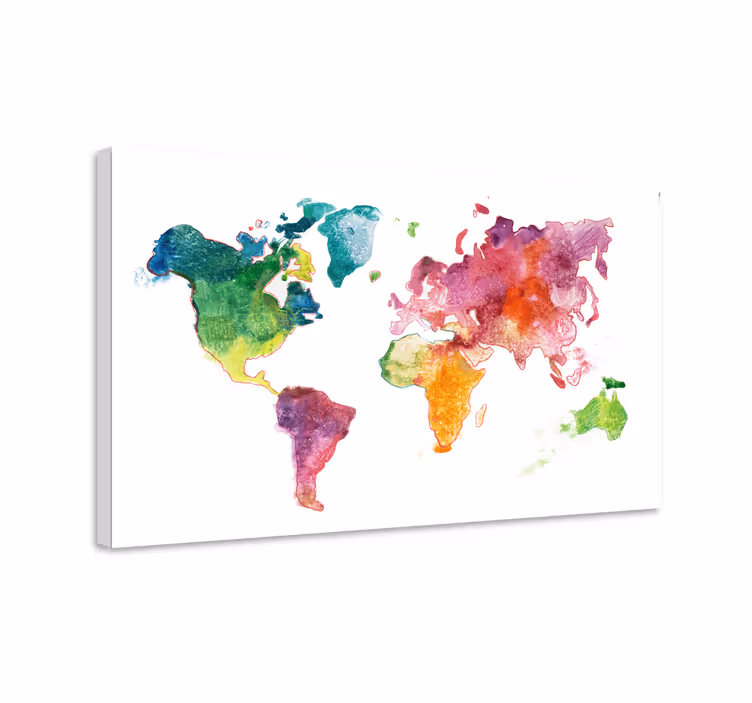 Värikäs maailmankartta canvas - Tenstickers