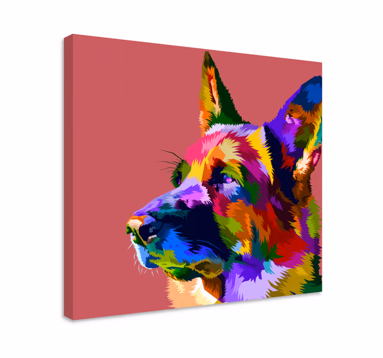 Sateenkaari saksanpaimenkoira koira canvas - Tenstickers