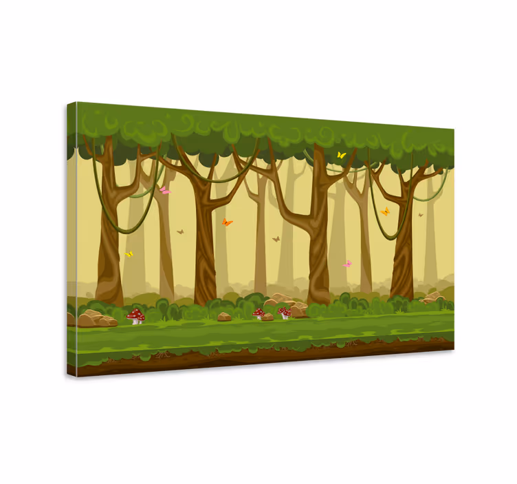 Vihreä metsämaisema puu canvas taulu - Tenstickers