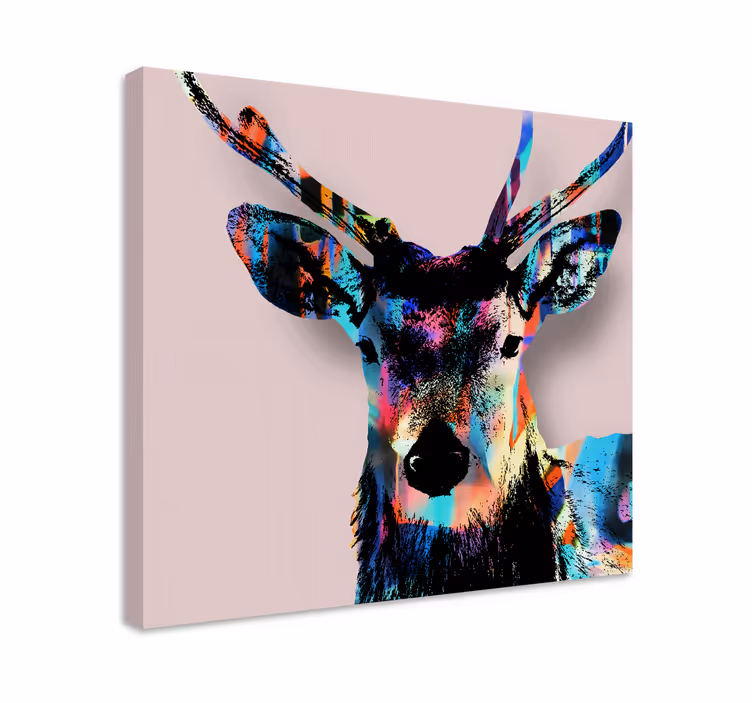 Värikäs peuranpää canvas-taulu - Tenstickers