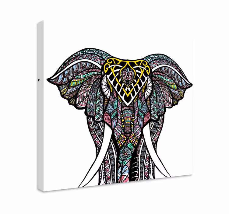 Monivärinen etninen norsu elefantti canvas - Tenstickers