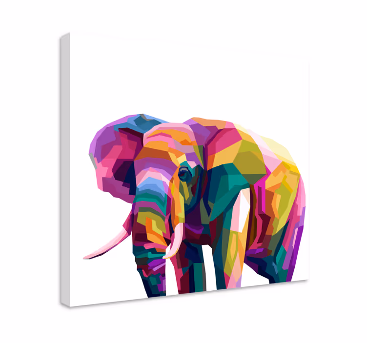 Monivärinen realistinen norsu elefantti canvas - Tenstickers