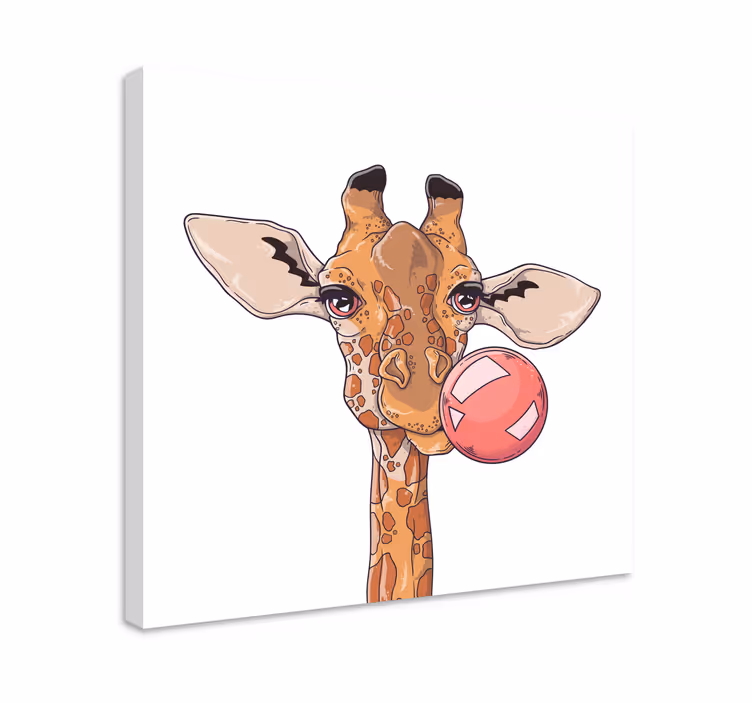Kirahvi, jossa on purukumia Muut eläimet canvas - Tenstickers