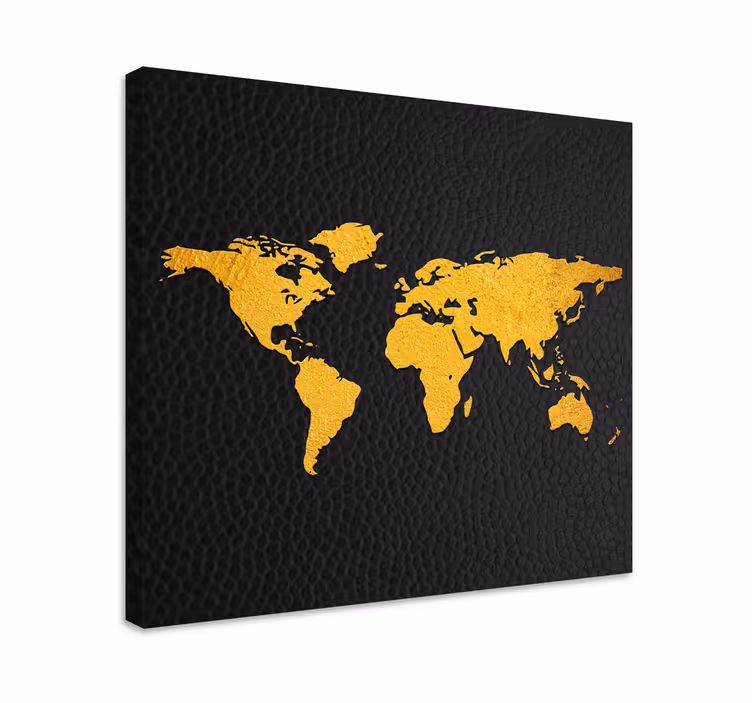 Kultainen maailmankartta canvas - Tenstickers