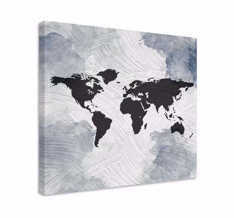 Kuvioitu ja musta maailmankartta canvas - Tenstickers