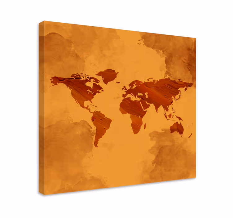 Keltaisia laikkuja maailmankartta canvas - Tenstickers