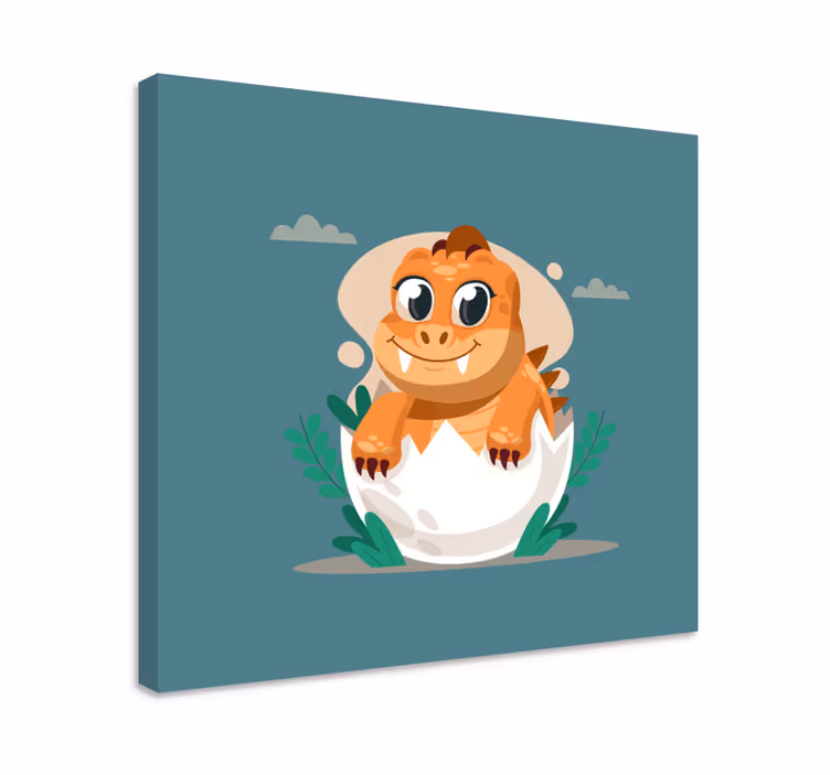 Söpö hautomassa oleva vauhdikas dinosaurus canvas taulu - Tenstickers