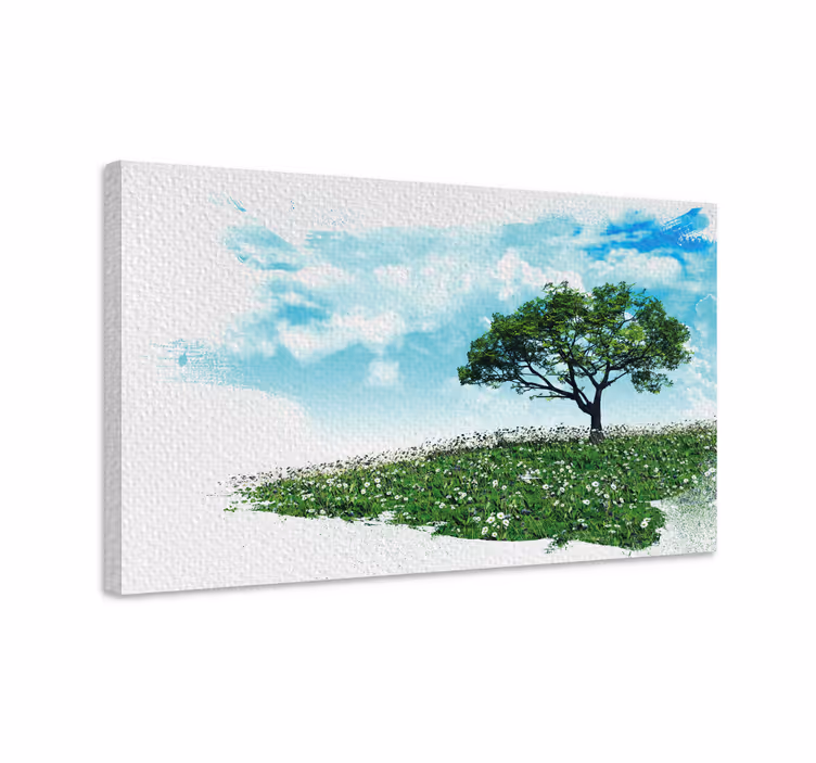 Yksinäinen vihreä puu canvas taulu - Tenstickers