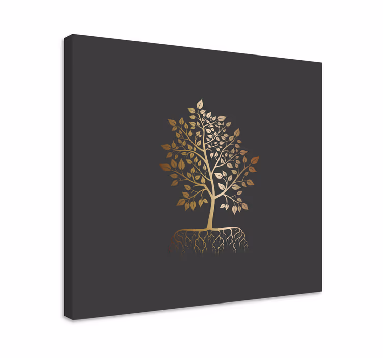 Kultaa juurineen puu canvas - Tenstickers