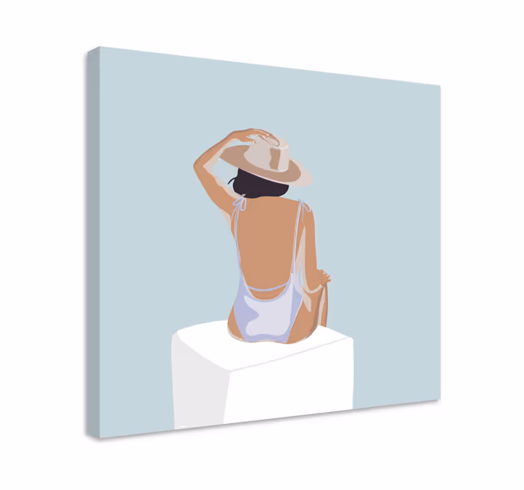 Muoti tyttö minimalistinen tyyli makuuhuone canvas - Tenstickers