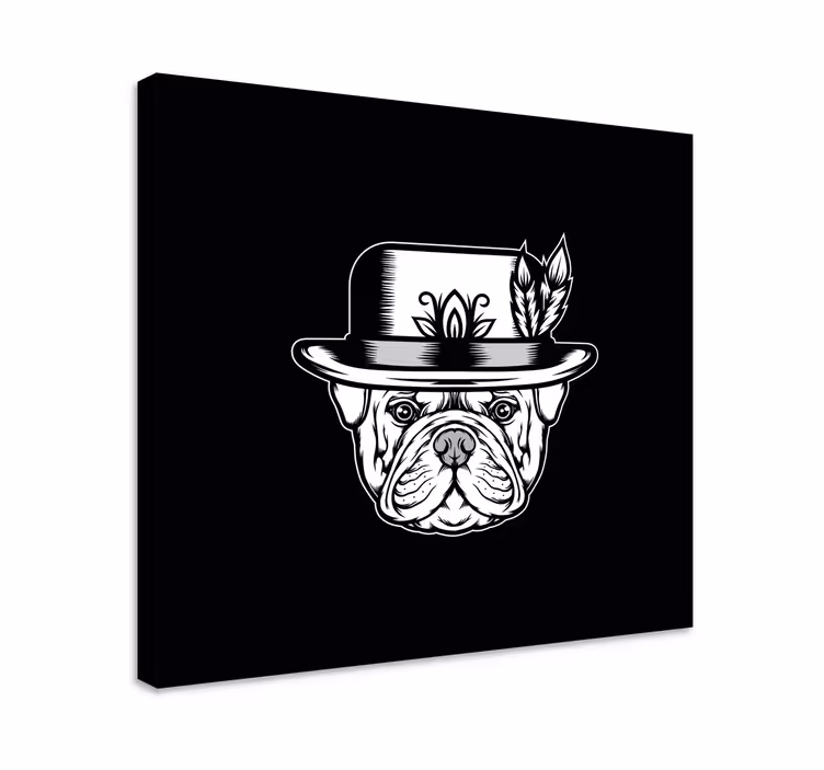 Bulldog mustalla pohjalla koira canvas - Tenstickers