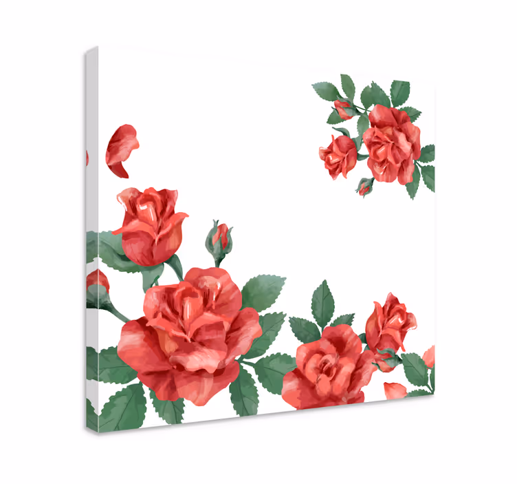 Punaiset ruusut valkoisella canvas taulu kukka - Tenstickers