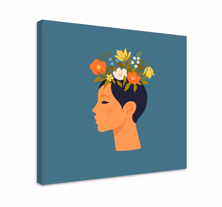Kukkasiluetti profiili canvas taulu - Tenstickers