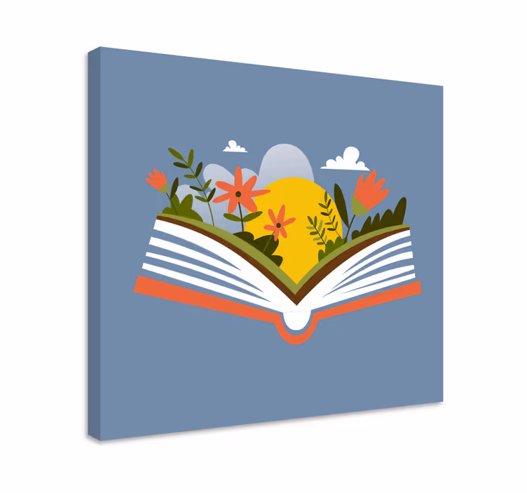 Avoin kirja kukka ja kasvi canvas taulu - Tenstickers