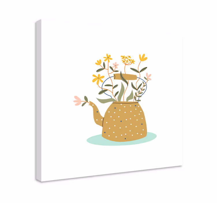 Teekannu kukilla canvas-taulu - Tenstickers