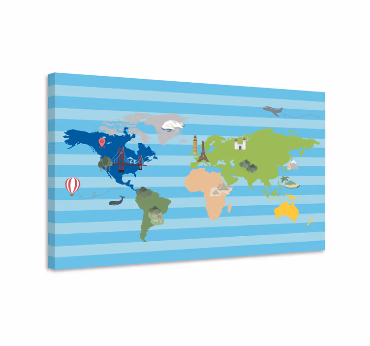 Luova maailmankartta canvas taulu - Tenstickers