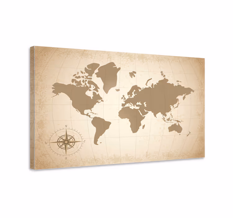 Vanha vuosikerta maailmankartta canvas - Tenstickers