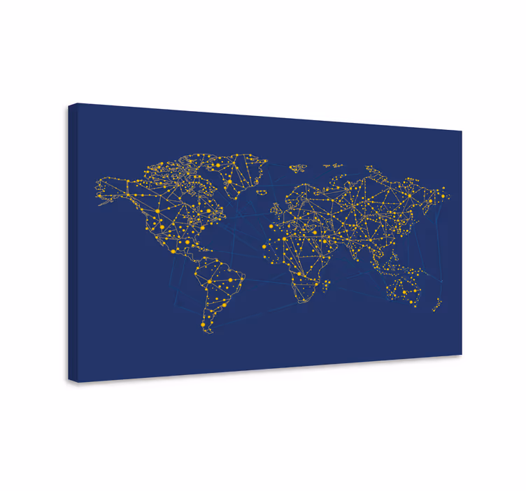Vaalea pistekuvio maailmankartta canvas - Tenstickers