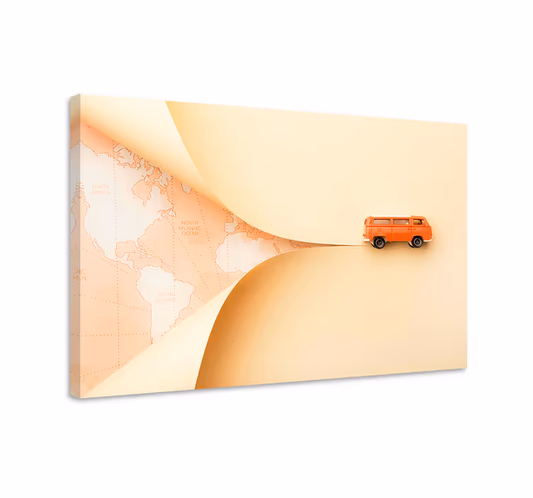 Kaupungin oranssi matkailuauto canvas taulu - Tenstickers