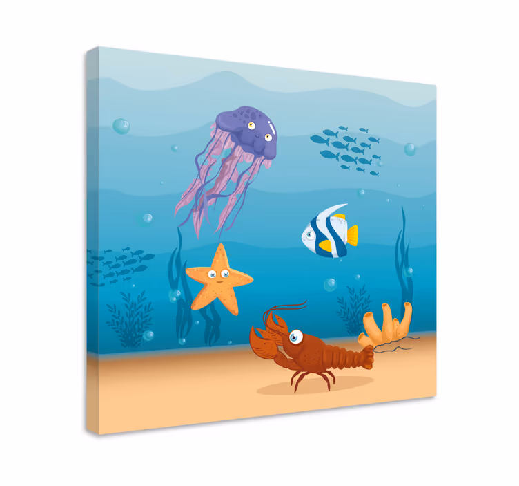 Vedenalaista meren elämää moderni canvas taulu - Tenstickers