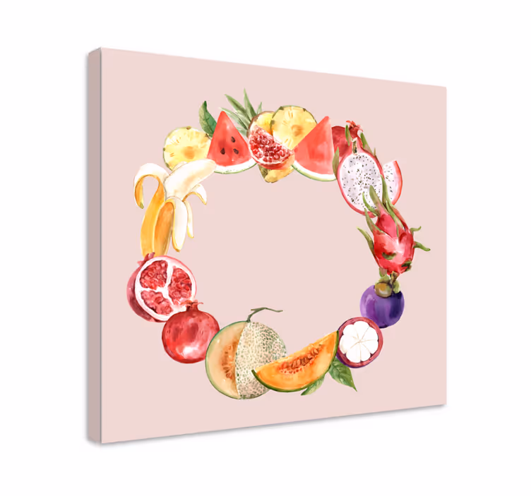 Pyöreä järjestely hedelmä canvas taulu - Tenstickers