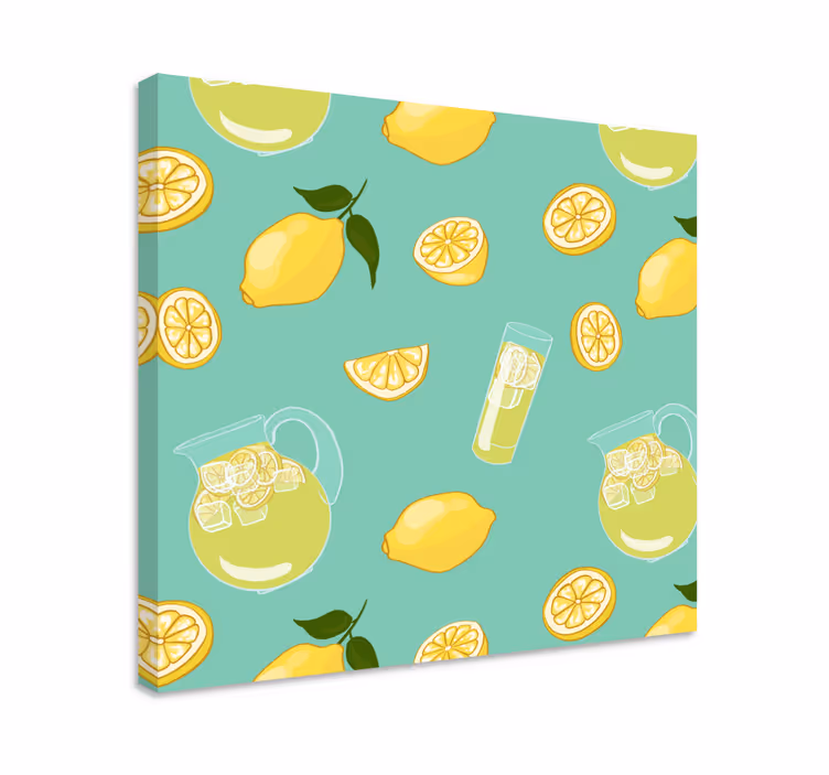 Lasi sitruunalla ja hedelmillä hedelmä asetelma canvas - Tenstickers