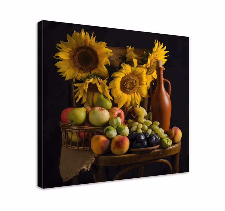 Auringonkukkia ja hedelmiä canvas taulu - Tenstickers