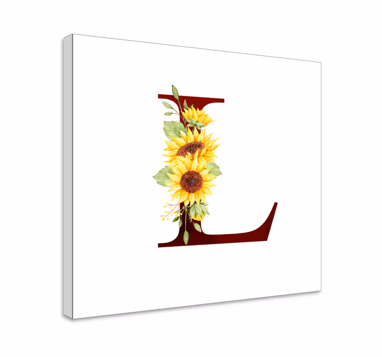 Auringonkukan kirjain l kukka canvas taulu - Tenstickers