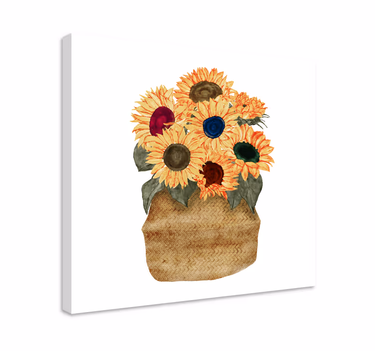Auringonkukkakimppu kukka ja kasvi canvas taulu - Tenstickers