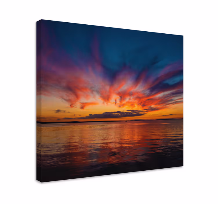Auringonlasku merellä canvas taulu maisema - Tenstickers
