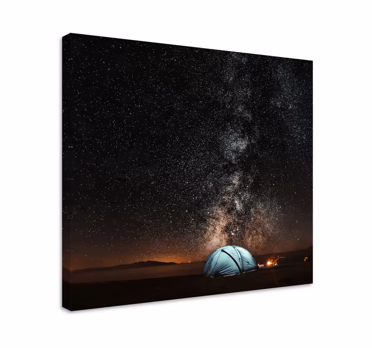 Yön telttailu vuorella canvas taulu maisema - Tenstickers