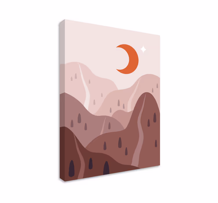 Kuu ja puu nordic canvas - Tenstickers