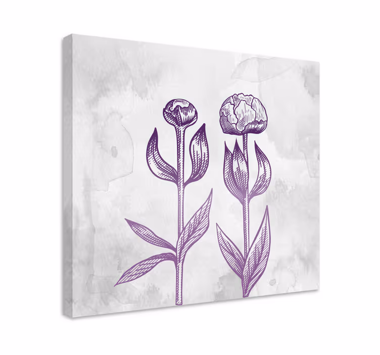 Violetit tulppaanit kukkivat kukka ja kasvi canvas taulu - Tenstickers