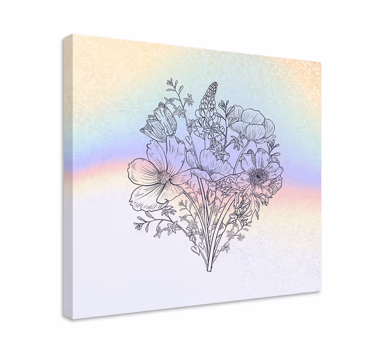 Kukkakimppu siluetti canvas taulu - Tenstickers